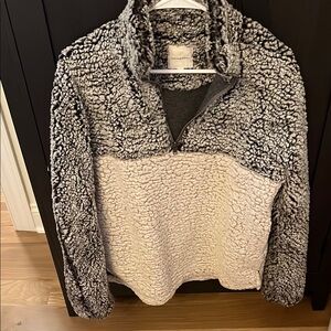 Thread & Supply Gray and Cream Cowl Neck Sweater
